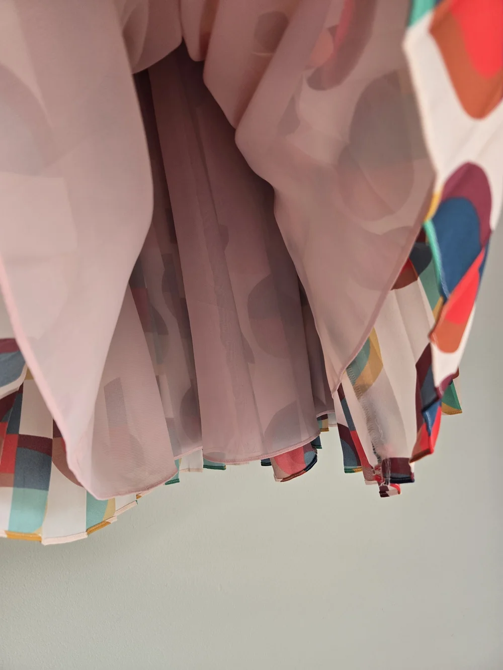 J.Crew Pleated Multicolor Geometric Art Retro Print Midi Skirt Peach Navy 6 - Picture 6 of 14